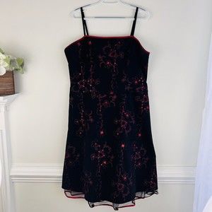 STEPPIN OUT Black & Red Sparkly Sequined Dress with Tulle ~ Womens Sz XL